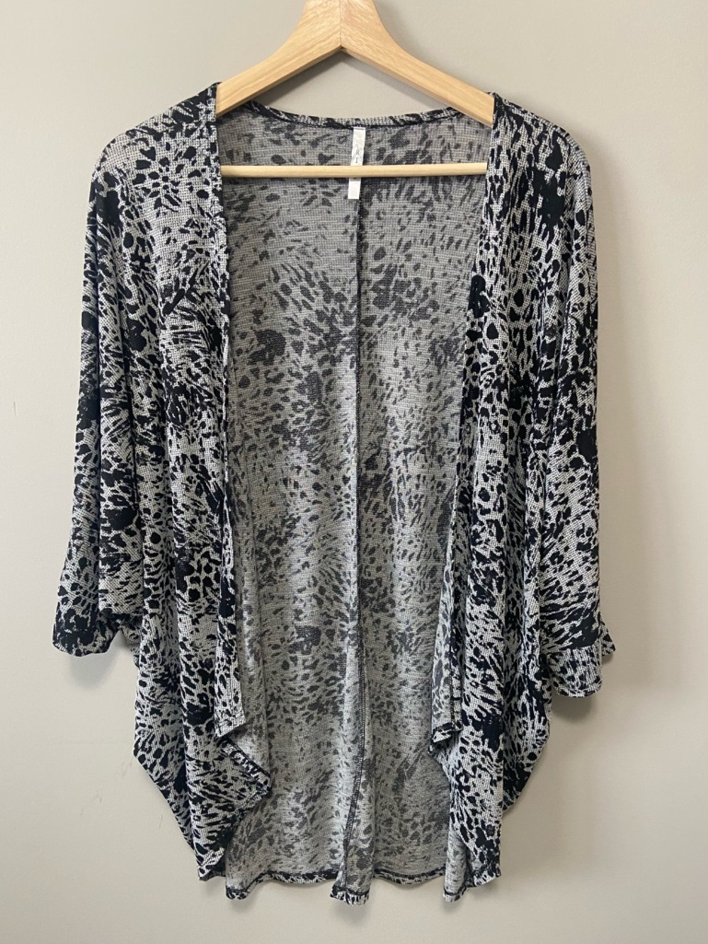 Ripe Black & Gray Animal Print Open Cardigan